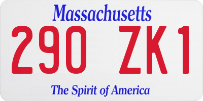 MA license plate 290ZK1