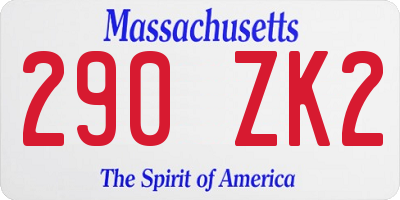 MA license plate 290ZK2
