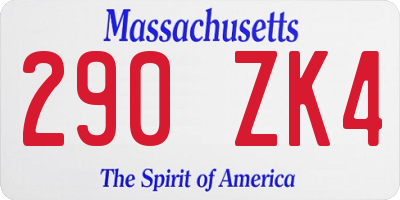 MA license plate 290ZK4