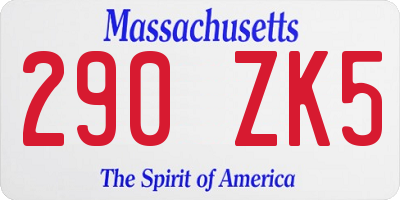 MA license plate 290ZK5