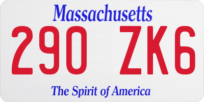 MA license plate 290ZK6