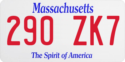 MA license plate 290ZK7