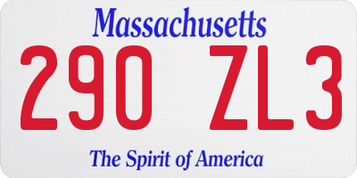 MA license plate 290ZL3