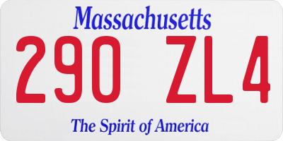 MA license plate 290ZL4