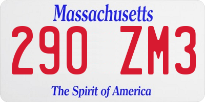 MA license plate 290ZM3