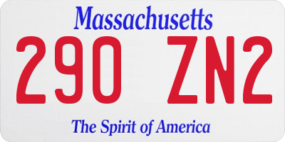 MA license plate 290ZN2