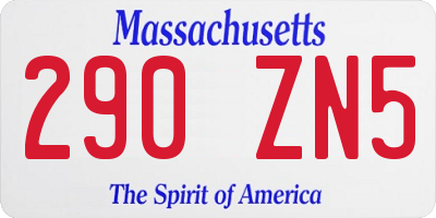 MA license plate 290ZN5