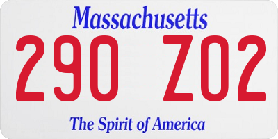 MA license plate 290ZO2