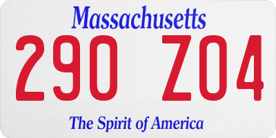 MA license plate 290ZO4