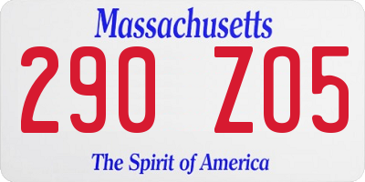 MA license plate 290ZO5
