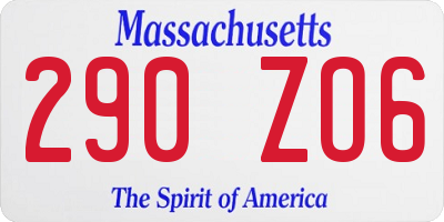 MA license plate 290ZO6