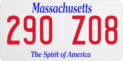 MA license plate 290ZO8