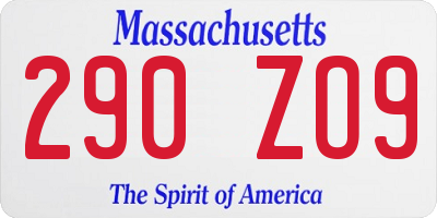 MA license plate 290ZO9