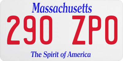 MA license plate 290ZP0