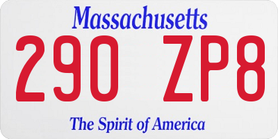MA license plate 290ZP8