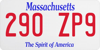 MA license plate 290ZP9