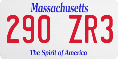 MA license plate 290ZR3
