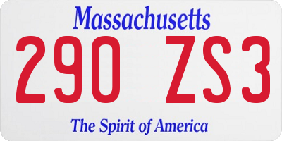 MA license plate 290ZS3