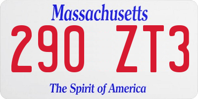 MA license plate 290ZT3