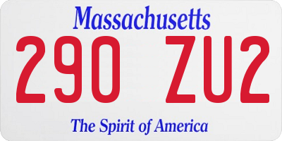MA license plate 290ZU2