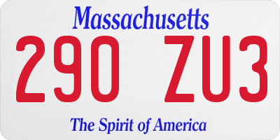 MA license plate 290ZU3