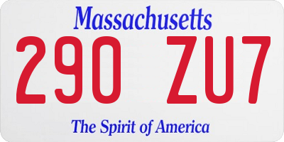 MA license plate 290ZU7