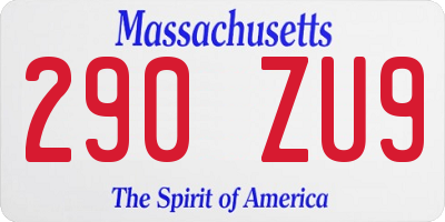 MA license plate 290ZU9