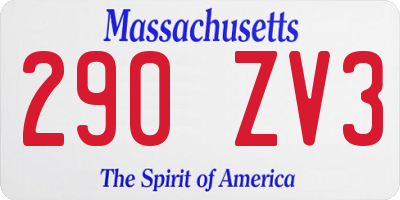 MA license plate 290ZV3