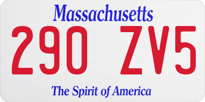 MA license plate 290ZV5