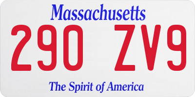 MA license plate 290ZV9