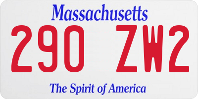 MA license plate 290ZW2