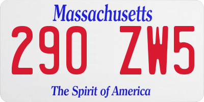 MA license plate 290ZW5