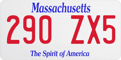 MA license plate 290ZX5