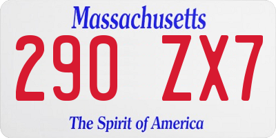 MA license plate 290ZX7