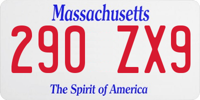 MA license plate 290ZX9