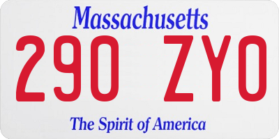 MA license plate 290ZY0