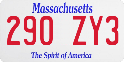 MA license plate 290ZY3