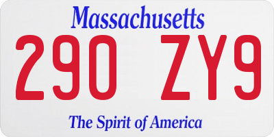 MA license plate 290ZY9