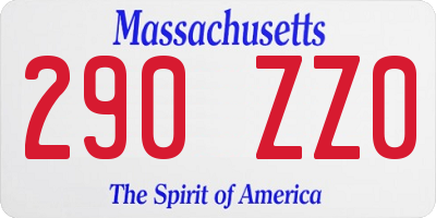 MA license plate 290ZZ0