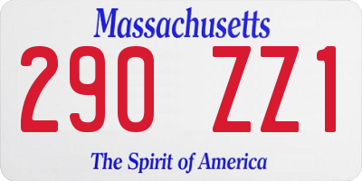 MA license plate 290ZZ1