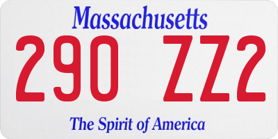 MA license plate 290ZZ2