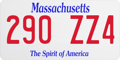 MA license plate 290ZZ4