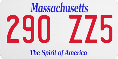 MA license plate 290ZZ5