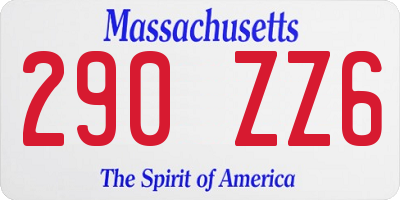 MA license plate 290ZZ6