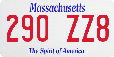 MA license plate 290ZZ8