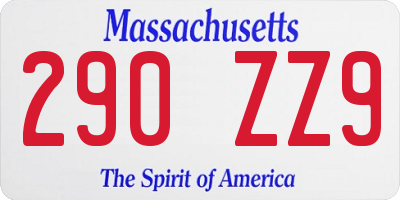 MA license plate 290ZZ9