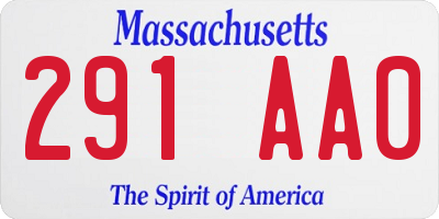 MA license plate 291AA0