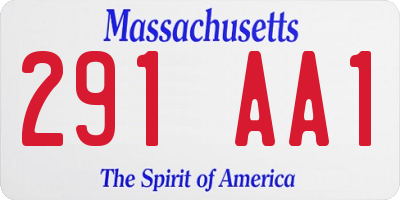 MA license plate 291AA1