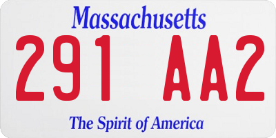 MA license plate 291AA2