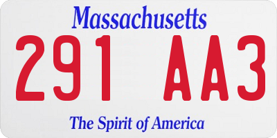 MA license plate 291AA3